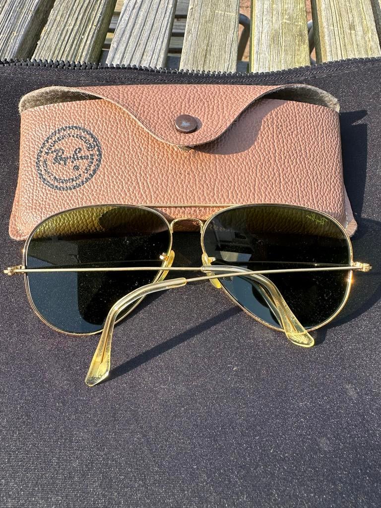 Vintage Ray-Ban Aviator RB3025 62[]14 goud Bausch & Lomb, Gebruikt, Zonnebril, Geel, Ophalen of Verzenden