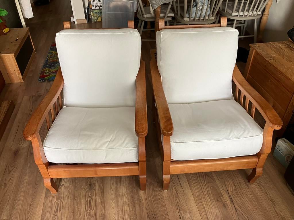 2 mooie grenen rookstoelen., Antiek en Kunst, Ophalen of Verzenden