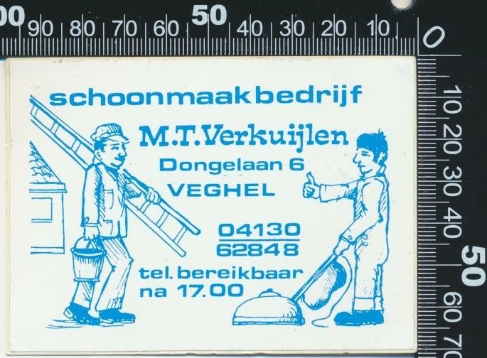 Sticker: Schoonmaakbedrijf Verkuijlen - Veghel (2), Ophalen of Verzenden, Zo goed als nieuw, Bedrijf of Vereniging