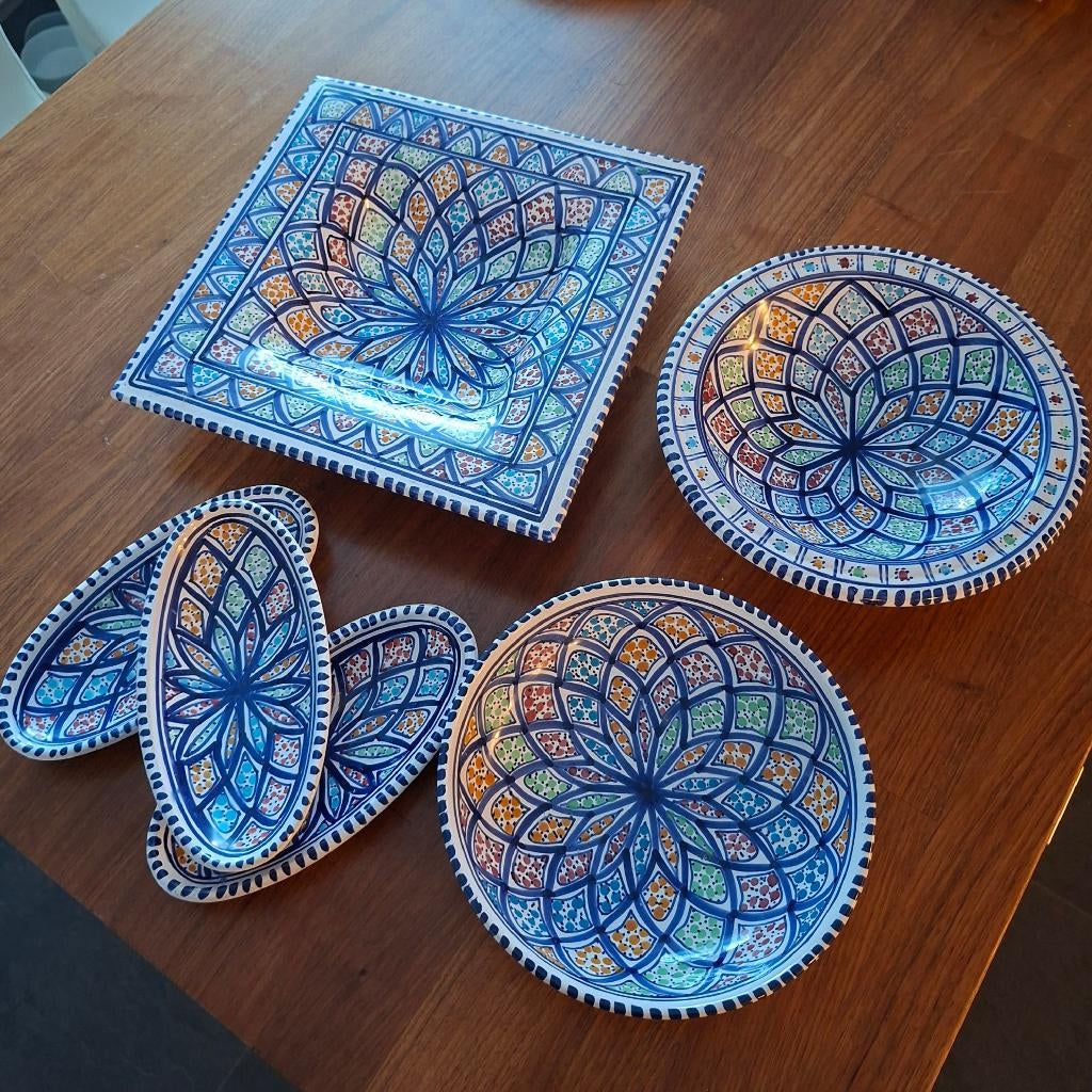 Maghreb (Noord-Afrikaans, Moors) aardewerk set schalen, Ophalen, Schaal, Zo goed als nieuw, Overige vormen