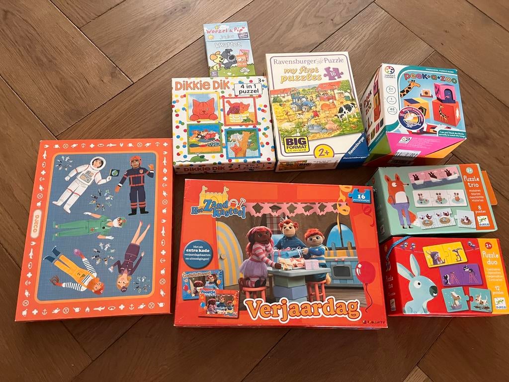 Spelletjes pakket: smart games, puzzels/ hamertje tik Djeco, Ophalen of Verzenden, 10 tot 50 stukjes, Zo goed als nieuw