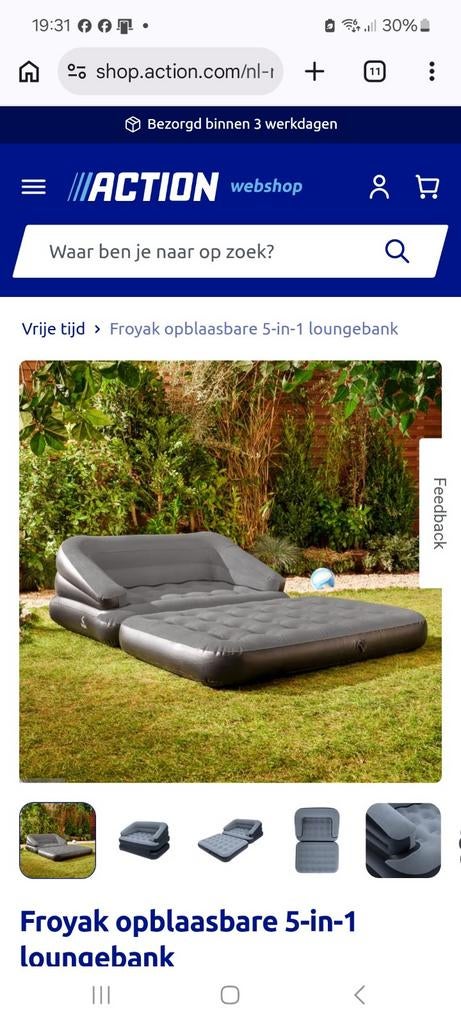 Opblaasbare bank / bed, Ophalen of Verzenden