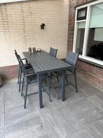 Bartafel tuinset met 4 krukken zo goed als nieuw, Tuin en Terras, Ophalen, Zo goed als nieuw, Rechthoekig, Metaal