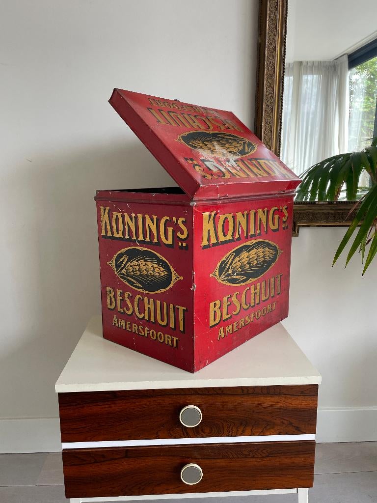 Antiek beschuit blik "Koning's Beschuit Amersfoort", Verzamelen, Ophalen of Verzenden, Gebruikt, Overige