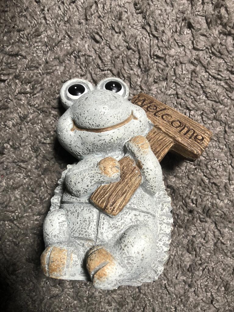 Kikker met welkom bord, Ophalen of Verzenden, Gebruikt, Dier