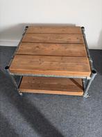 Steigerhouten salontafel Jorg met steigerbuis frame, Ophalen, Gebruikt, Vierkant, 50 tot 100 cm