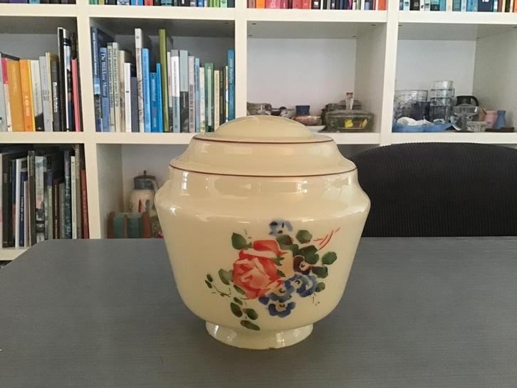 Art Deco glazen lampenkap voor plafonniere met bloemen, Antiek en Kunst, Antiek | Lampen, Ophalen of Verzenden