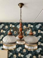 Vintage Kroonluchter met 3 Armen en Glazen Kappen, Ophalen, Gebruikt, Glas