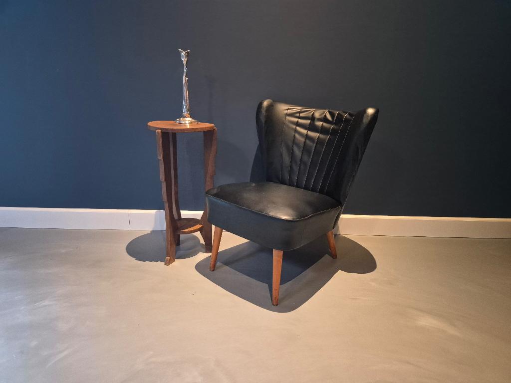 Mooi vintage cocktailstoeltje, Huis en Inrichting, Stoelen, Gebruikt, Eén, Ophalen, Leer