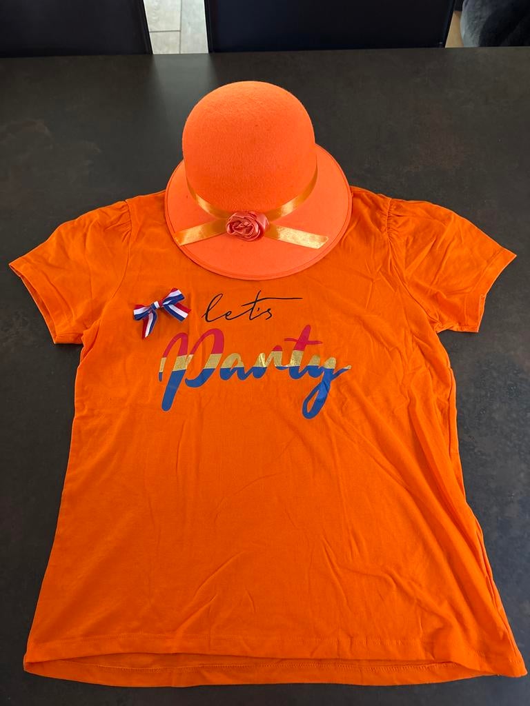 Oranje Koningsdag Outfit: T-shirt & Hoedje, Ophalen of Verzenden, Gedragen