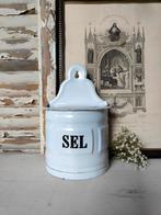 Franse brocante emaille zoutpot, Ophalen of Verzenden