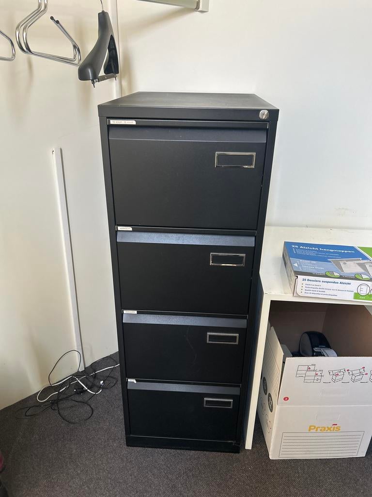 Zwarte Archiefkast met 4 Lades en Slot, Ophalen, Minder dan 50 cm, Gebruikt, 100 tot 150 cm