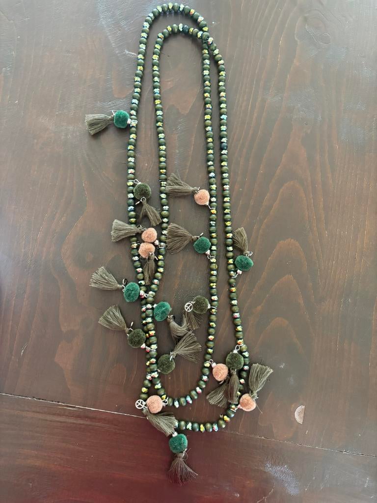 Nieuw lang groen ibiza boho ketting, Ophalen of Verzenden, Nieuw, Groen, Overige materialen