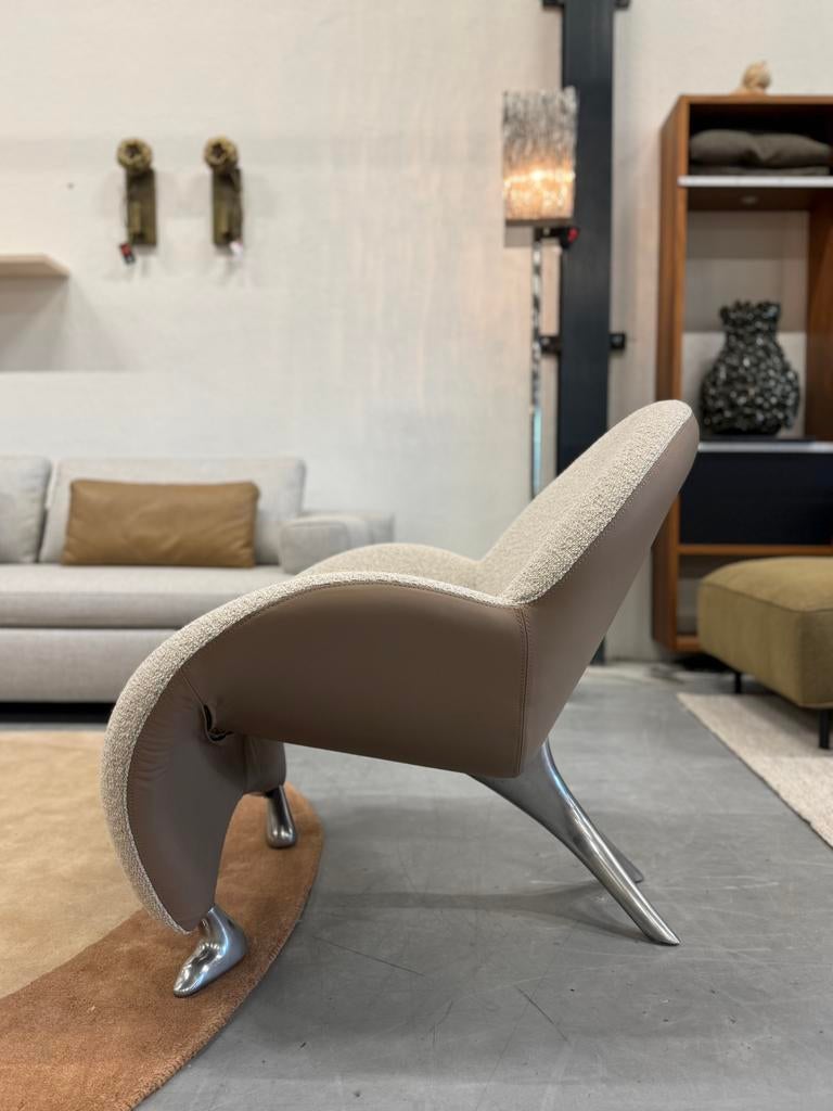 Nieuw Leolux Papageno Fauteuil stof leer Design stoel, Leolux, Nieuw, 75 tot 100 cm, Ophalen of Verzenden