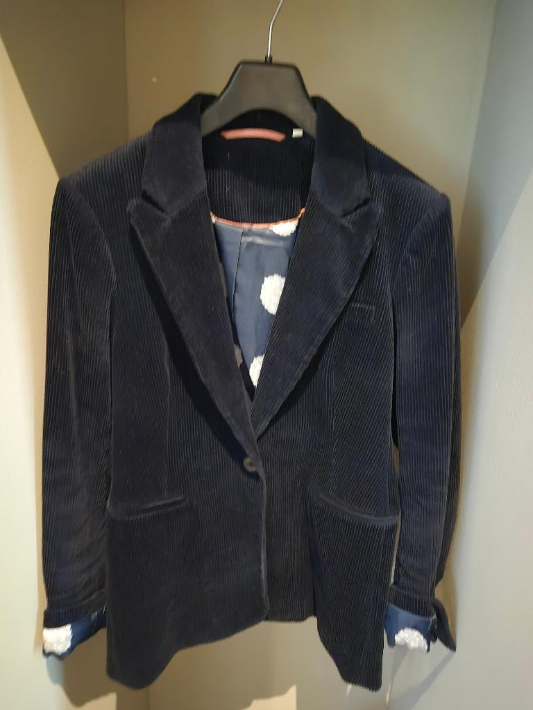 Donkerblauw rib jasje (mt 40) Fabienne Chapot, Maat 38/40 (M), Blauw, Ophalen of Verzenden, Zo goed als nieuw