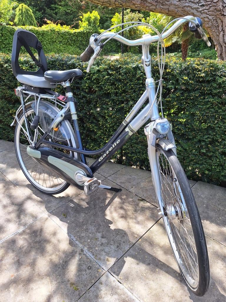Gazelle Davos damesfiets met kinderzitje, Fietsen en Brommers, Ophalen, Velgrem, Versnellingen, Gazelle