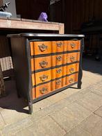 Vintage ladekastje met 4 lades - Zwart/Hout, Antiek en Kunst, Antiek | Meubels | Kasten, Ophalen