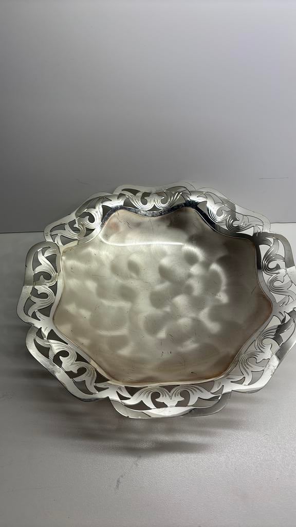 Verzilverde fruitschaal, Ophalen of Verzenden, Rond, Overige materialen