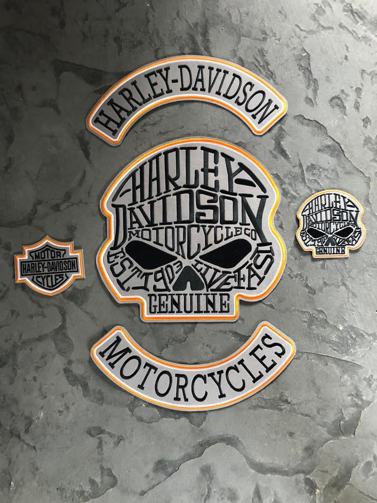 Harley Davidson rug patches set  oranje/ zwart  5 delig, Motoren, Ophalen, Nieuw zonder kaartje, Heren, Overige typen