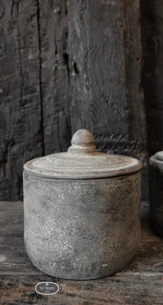 Stenen pot Old Barn steen bakje deksel stoer sober landelijk, Verzenden, Nieuw