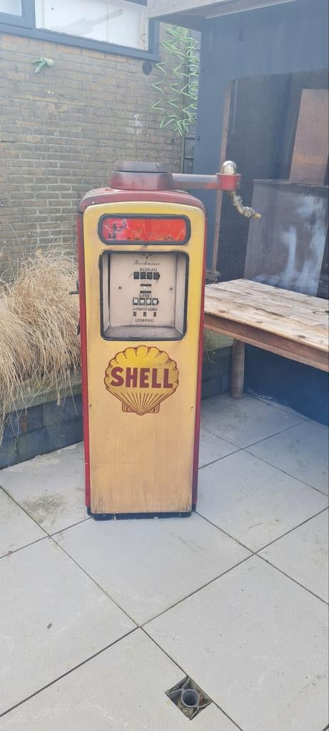 Mooi benzinepomp beckmeter shell patina., Verzamelen, Ophalen