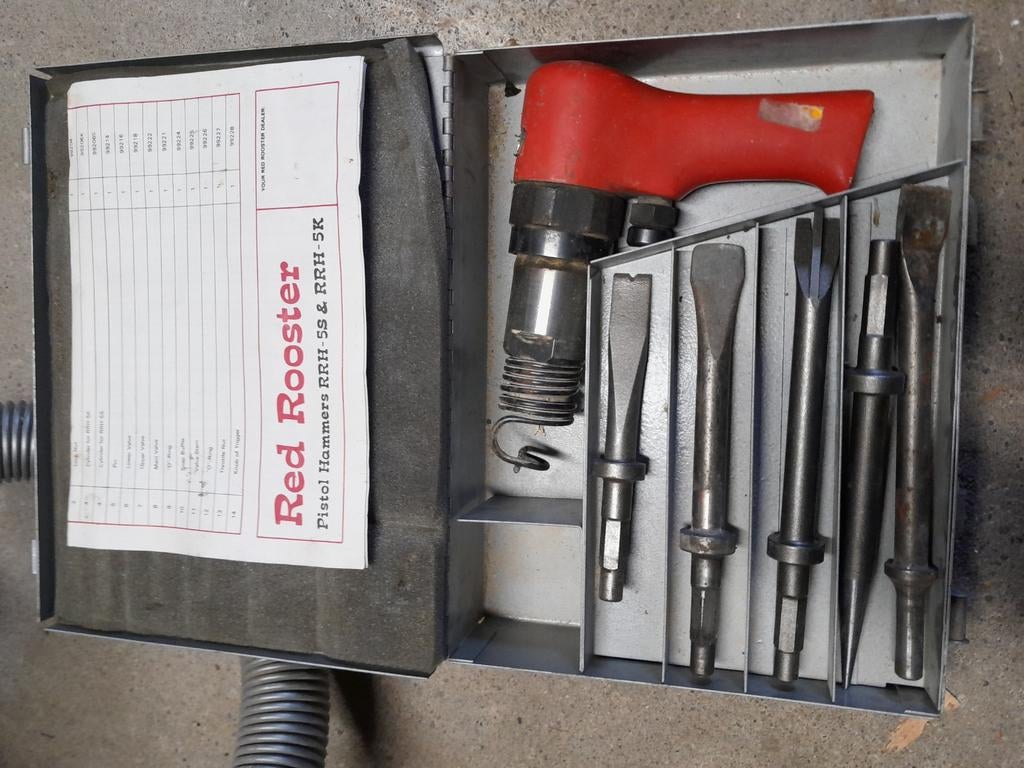 Red Rooster RRH-5 S en K luchthamer met diverse beitels, Ophalen, Nieuw, 200 tot 400 liter/min, 6 tot 10 bar