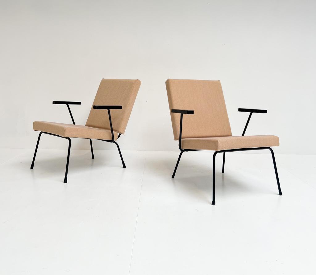 Crème Gispen 1407 fauteuil van Wim Rietveld (per stuk), Gebruikt, Minder dan 75 cm, Design, Ophalen of Verzenden