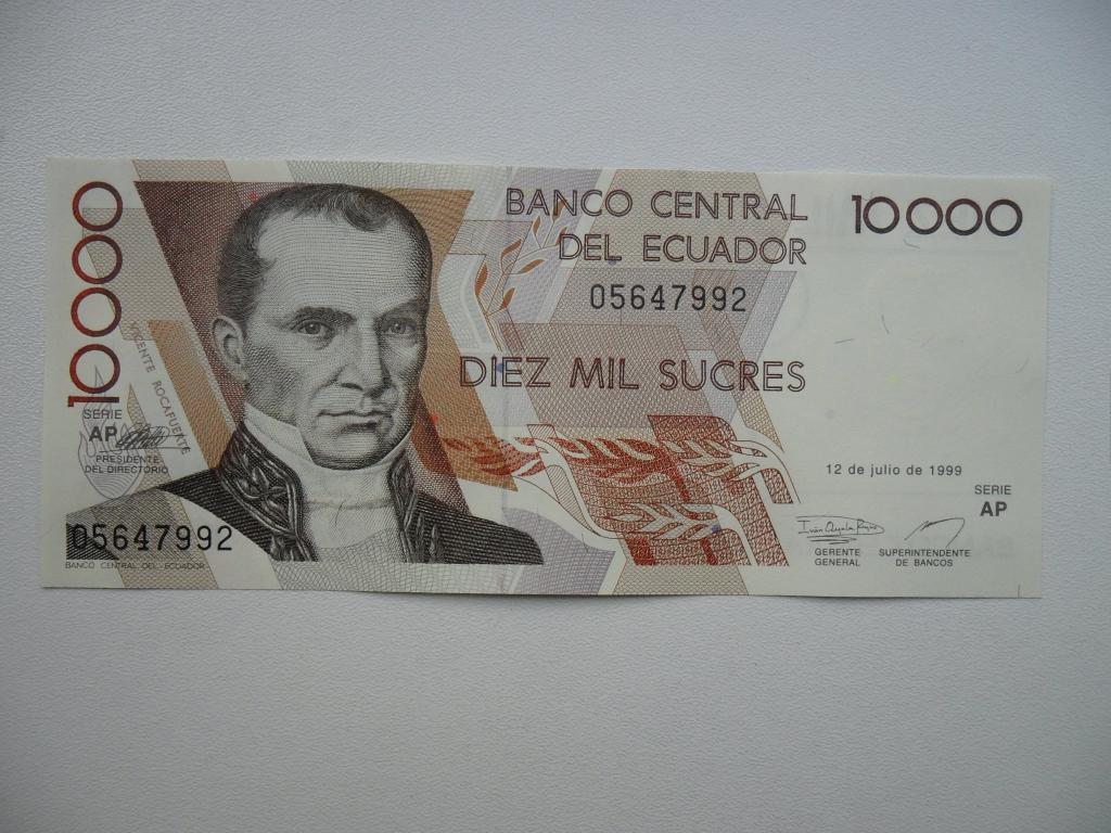 Ecuador #127c {1999] / 10.000 sucres UNC, Postzegels en Munten, Bankbiljetten | Amerika, Verzenden, Zuid-Amerika