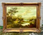 Klassiek Landschap Schilderij met Gouden Barok Lijst, Antiek en Kunst, Kunst | Schilderijen | Klassiek, Ophalen of Verzenden
