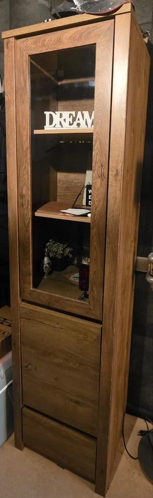 Wandkast met glazen deur en lade - achterplaat beschadigd, Minder dan 50 cm, Gebruikt, Met deur(en), Glas