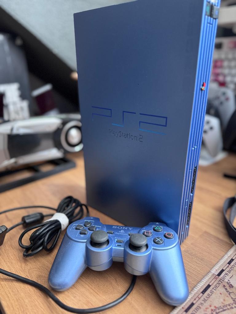 Playstation 2 Console Phat Aqua Blue met controller, Gebruikt, Blauw, Phat, Ophalen of Verzenden
