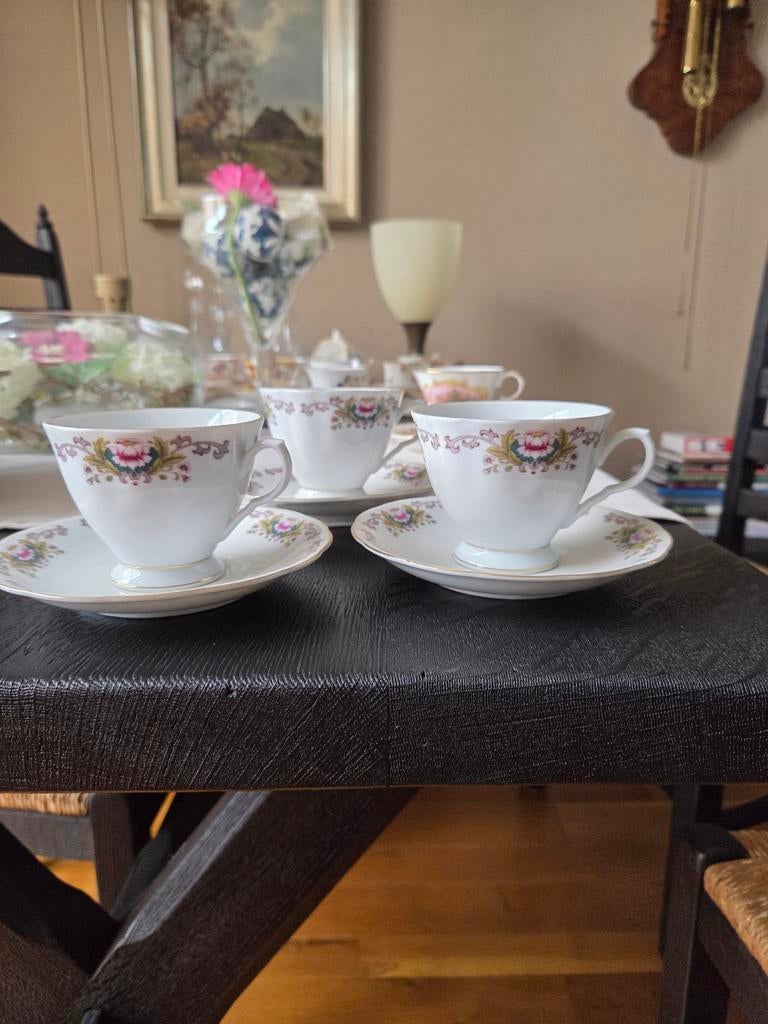 Set van 3 Chinese porseleinen theekopjes met schotels, Ophalen of Verzenden