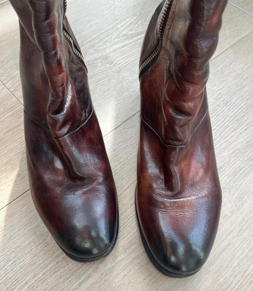 JP David Leren Enkellaarzen - Maat 38.5, Bruin, Lage of Enkellaarzen, Ophalen of Verzenden, Zo goed als nieuw