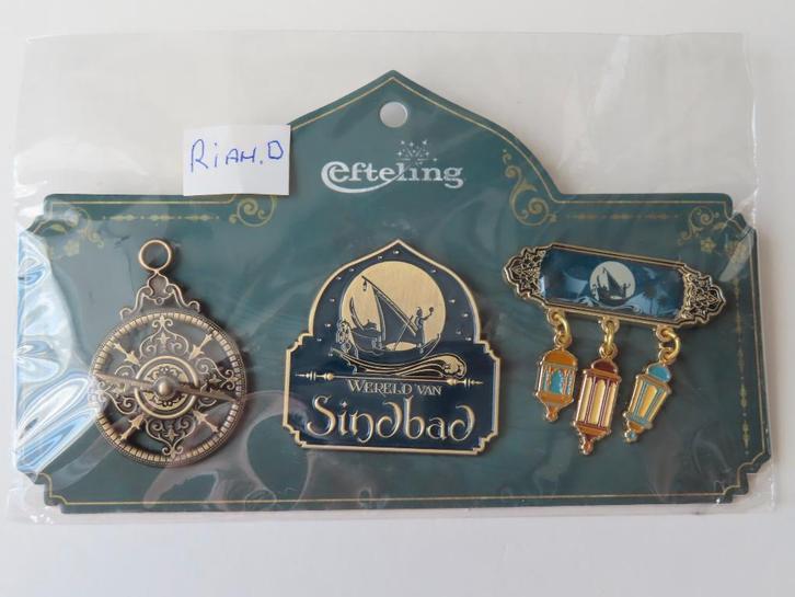 Efteling pin set De Wereld van Sindbad nieuw in verpakking., Verzamelen, Efteling, Nieuw, Button of Speldje, Ophalen