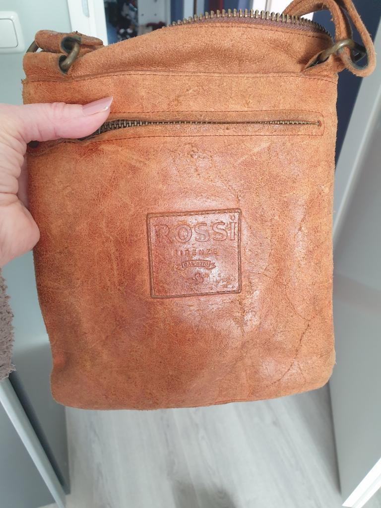 Rossi Firenze Leren Schoudertas - Cognac, Sieraden, Tassen en Uiterlijk, Tassen | Schoudertassen, Overige merken, Gebruikt, Bruin
