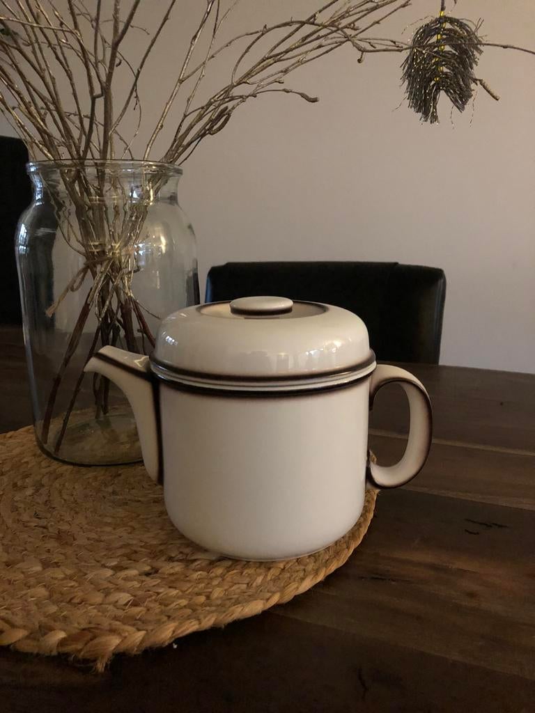 💝 Vintage THOMAS SCANDIC SHADOW theepot wit bruin, Huis en Inrichting, Keuken | Servies, Overige typen, Ophalen of Verzenden