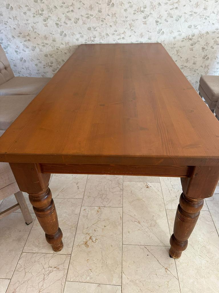 Massief houten meubels – kast, salontafel en eettafel, Ophalen, 50 tot 100 cm, Zo goed als nieuw, Minder dan 50 cm