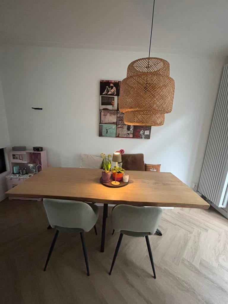 Boomstamtafel eikenhout - zware kwaliteit, Huis en Inrichting, Tafels | Eettafels, Ophalen, Gebruikt, Eikenhout, 200 cm of meer