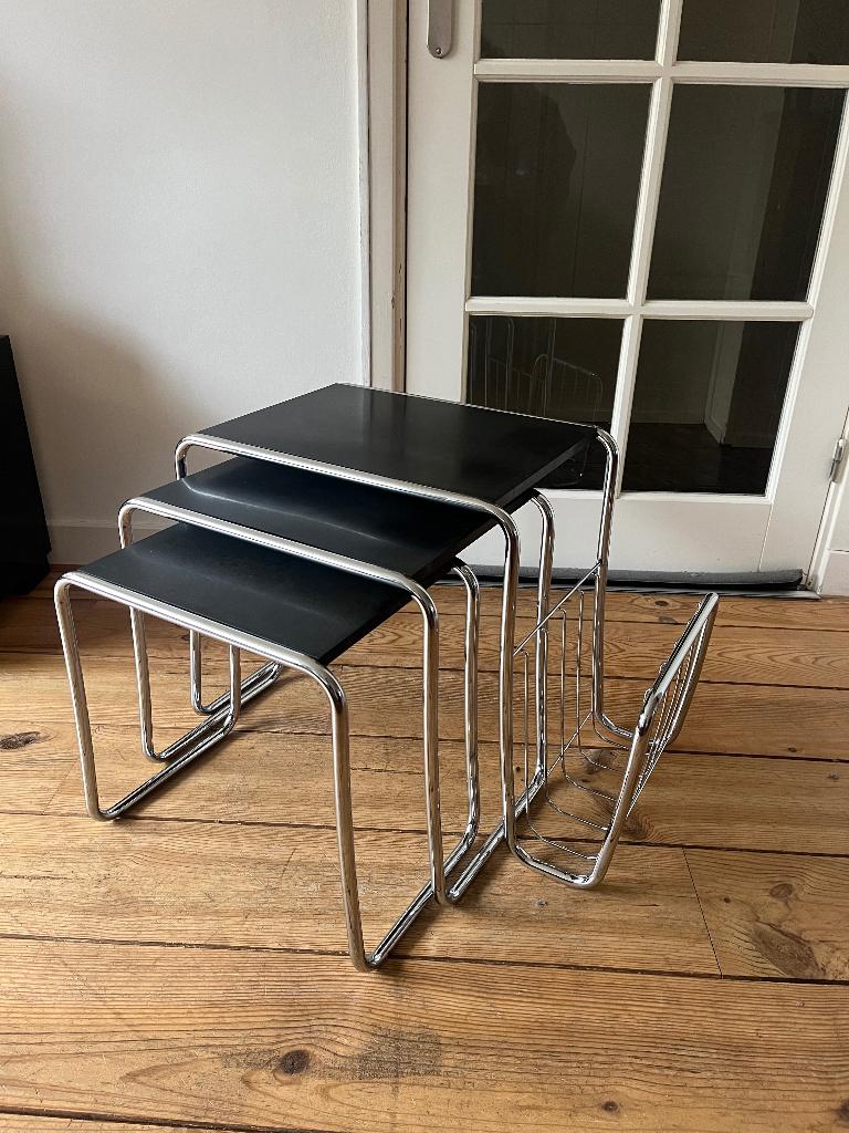 Dutch Originals nesttafels design set 3 bijzettafels, 45 tot 60 cm, Minder dan 55 cm, Jaren 60, Metaal of Aluminium