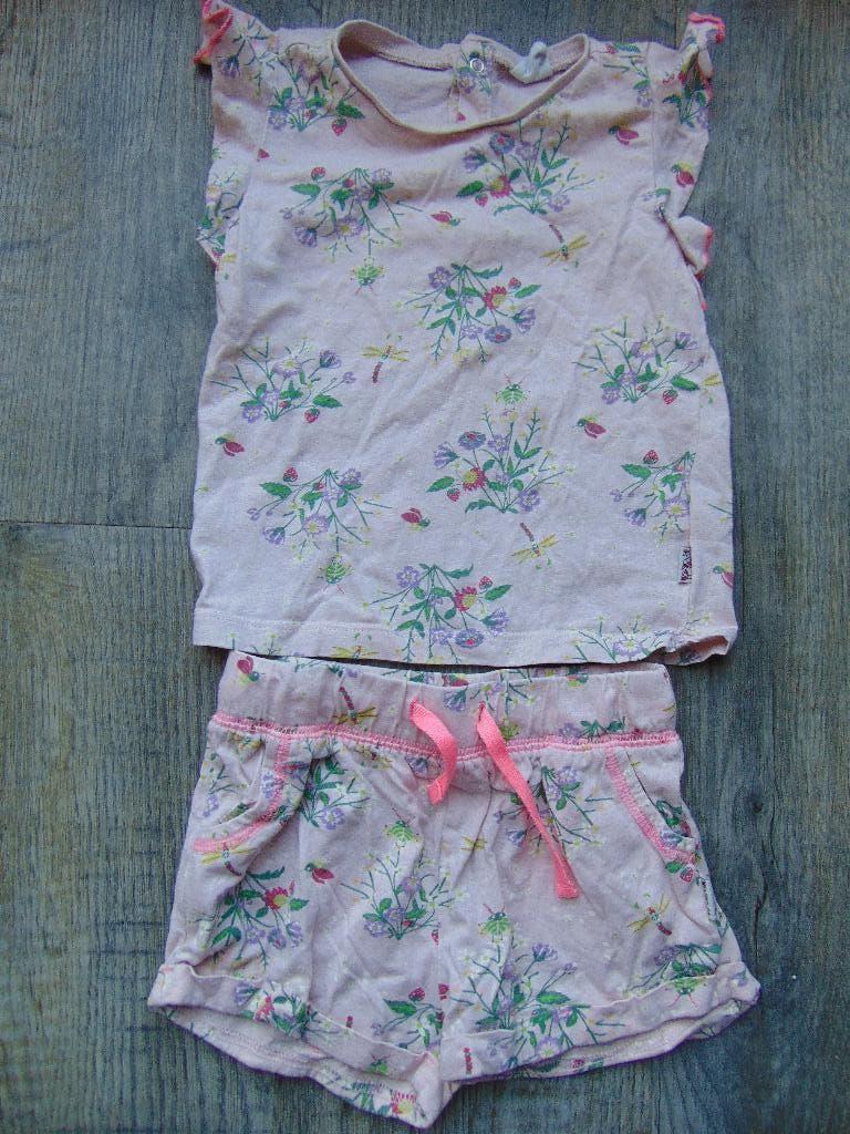Hema setje maat 86 korte broek + t-shirt roze bloemetjes, Kinderen en Baby's, Babykleding | Maat 86, Meisje, Ophalen of Verzenden