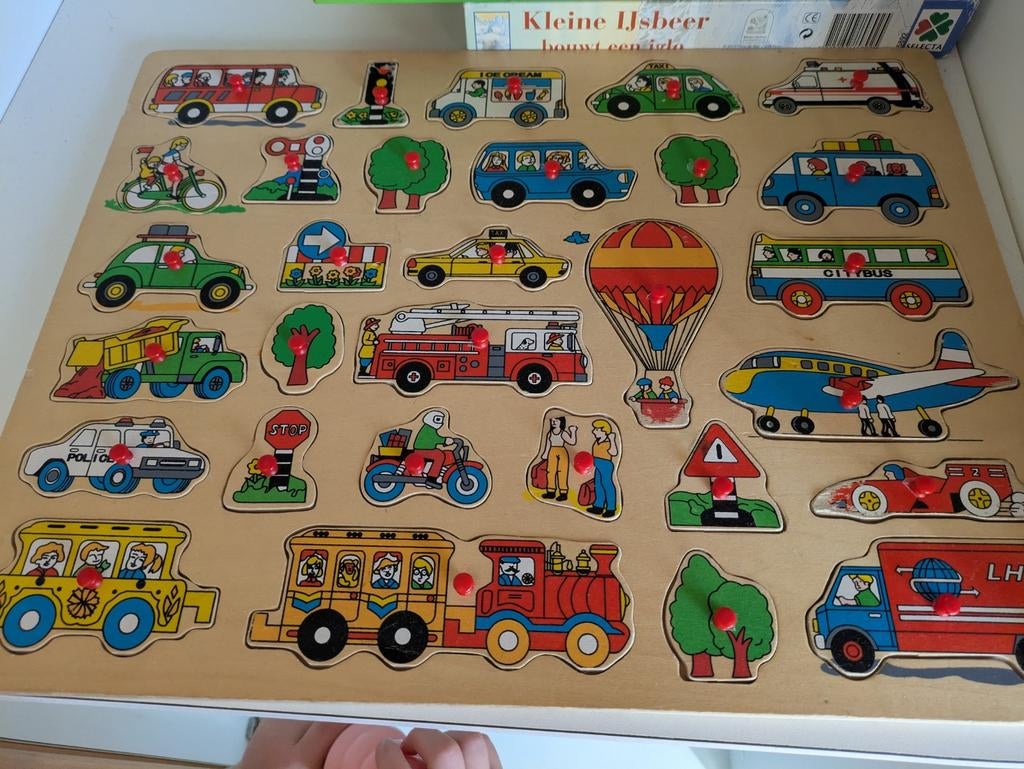 Houten legpuzzel vervoersmiddelen, Ophalen of Verzenden, Minder dan 10 stukjes, 6 maanden tot 2 jaar