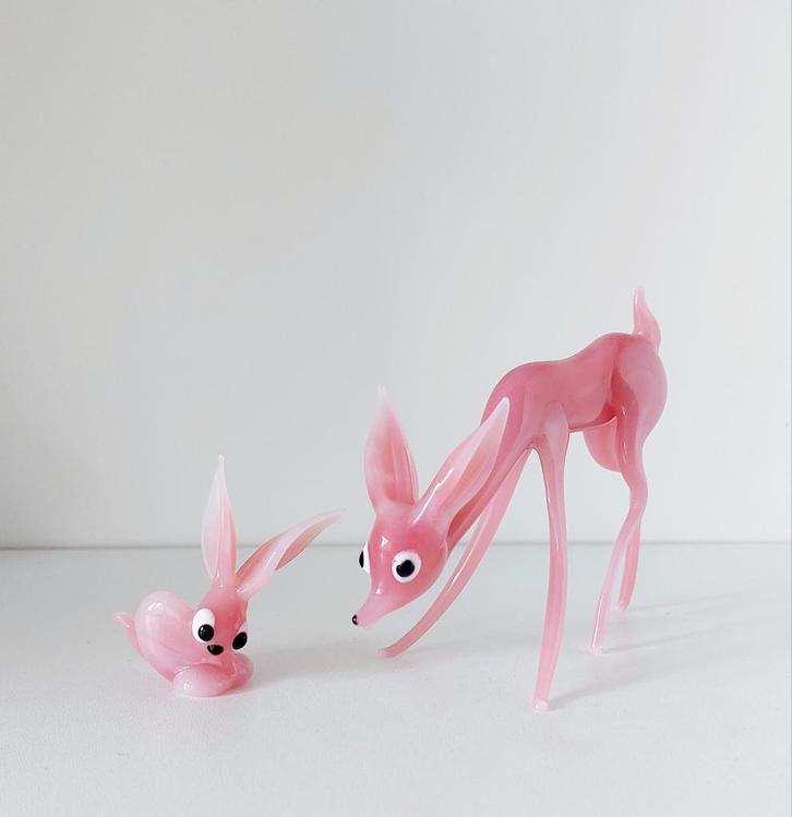 Vintage glazen hertje en konijn, Antiek en Kunst, Antiek | Glas en Kristal, Ophalen of Verzenden