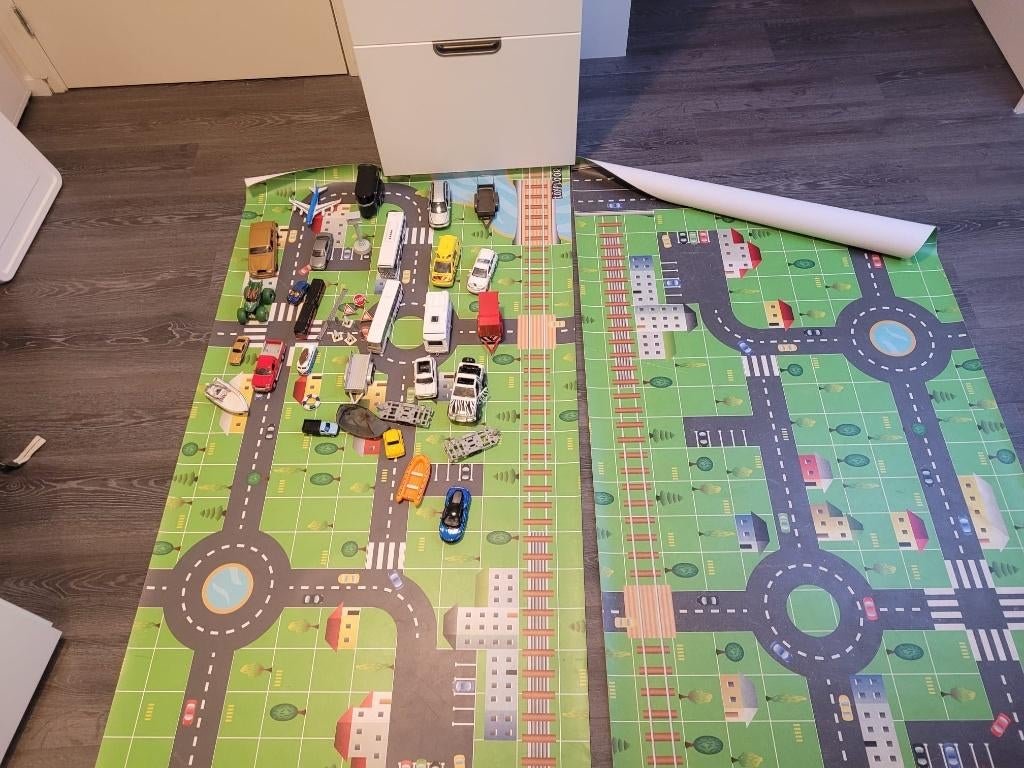 Automat / autokleed / speelkleed vinyl 2x + autootjes, Ophalen of Verzenden, Zo goed als nieuw