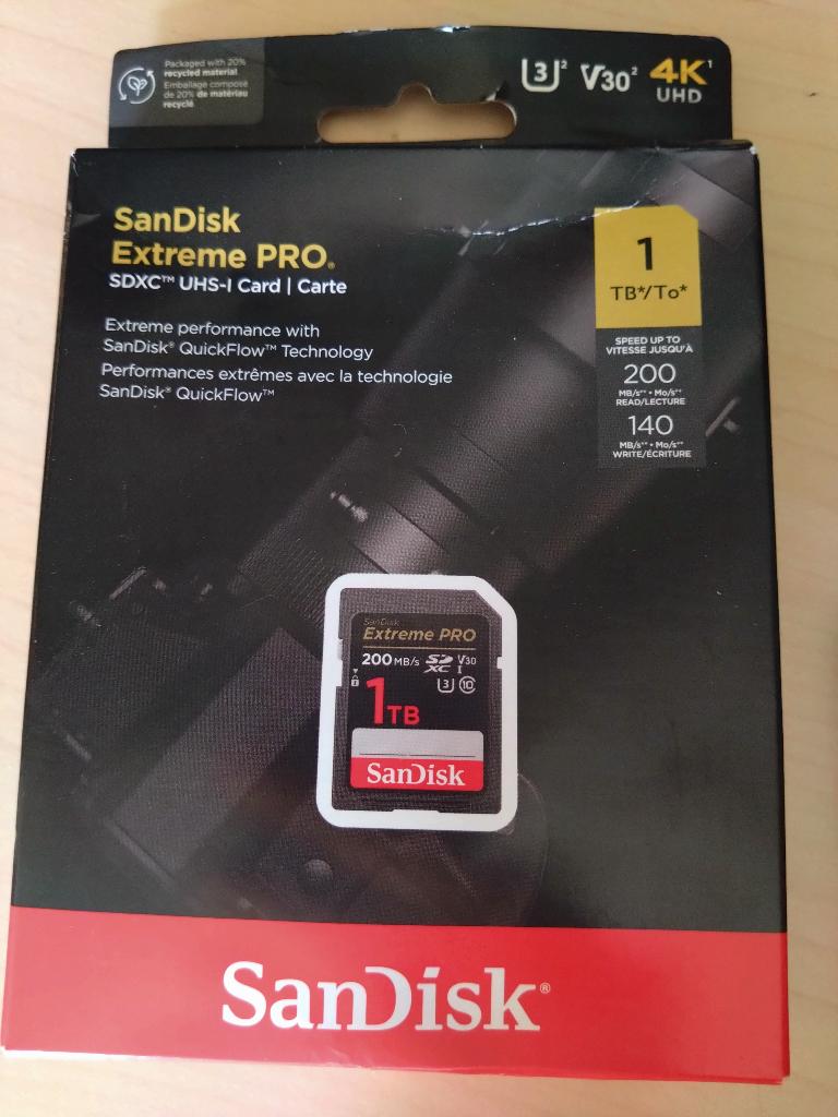 Sandisk Extreme Pro SDXC UHS-3 1TB (nieuw), Sandisk, Sony, SDXC, 1 TB of meer, Nieuw
