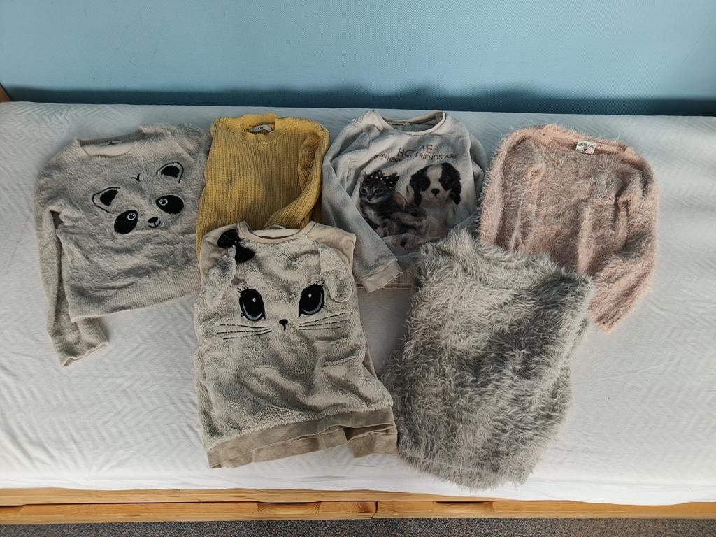 6 Truien Maat 134 - C&A, Vingino, H&M - Panda, Kat, Hond, C&A, Vingino, H&M, Gebruikt, Meisje, Trui of Vest