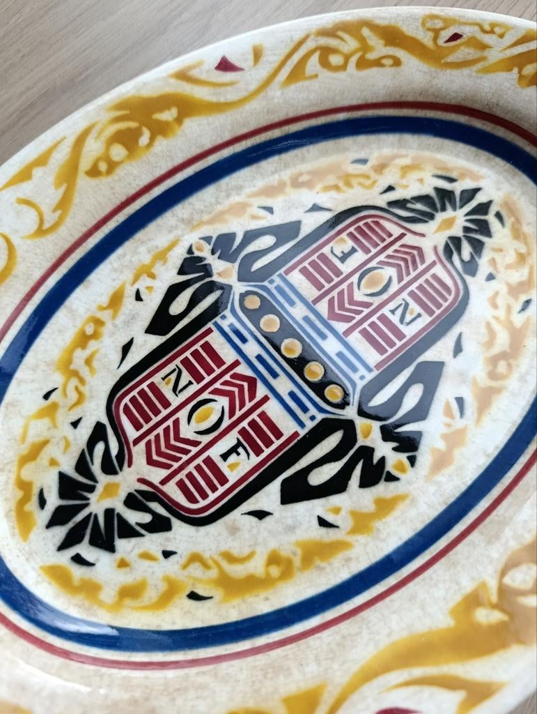 Aardewerk NOF, Calve schaal, R.N.Roland Holst 1924, Regout, Antiek en Kunst, Ophalen of Verzenden