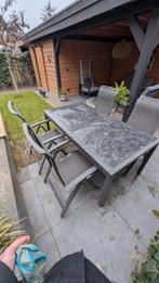 Robuuste tuintafel met granieten blad (optioneel stoelen), Tuin en Terras, Tuintafels, Ophalen, Gebruikt, Rechthoekig, Aluminium