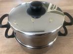 Pan met stoominzet 21 cm, Huis en Inrichting, Keuken | Potten en Pannen, Ophalen of Verzenden, Zo goed als nieuw, Rvs, Koekenpan of Braadpan