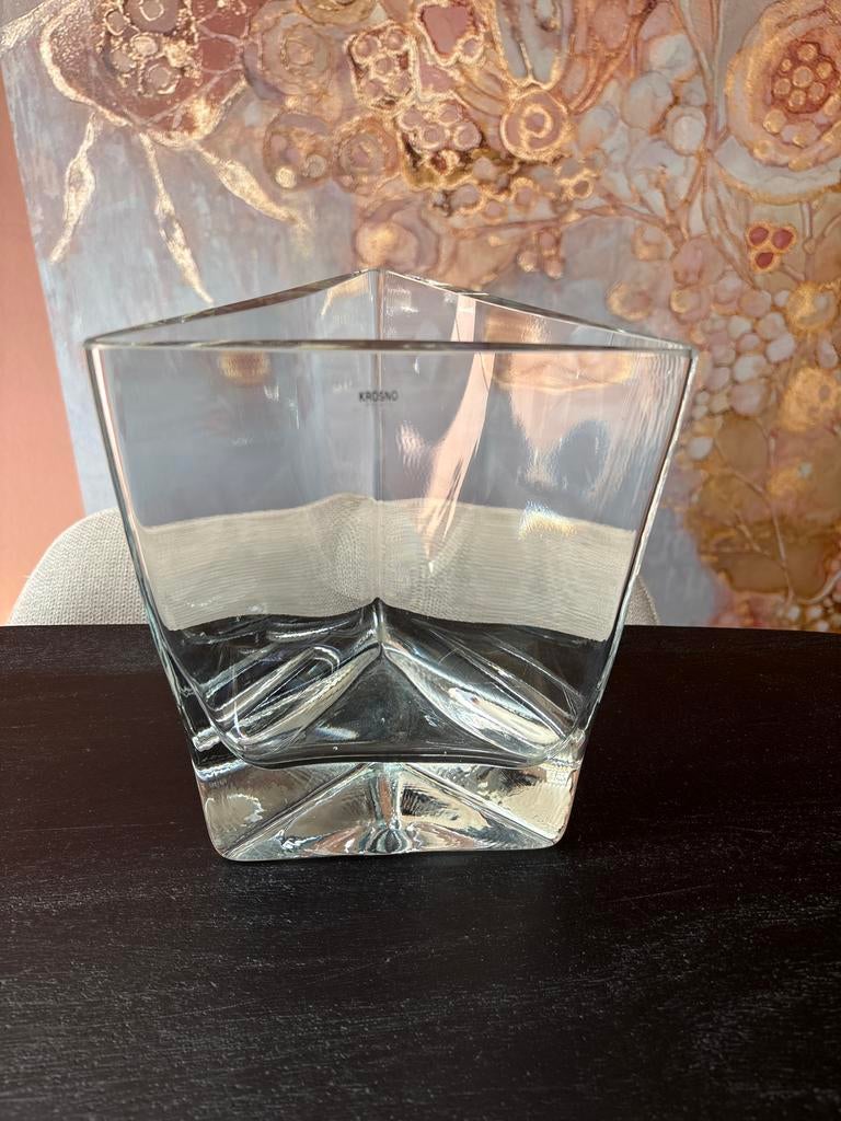 Krosno driehoekige kristallen vaas, Ophalen of Verzenden