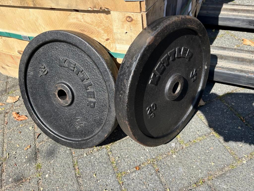 2 x 20 kg halter schijven 30 mm gewichten, Ophalen, Halterschijven, Gebruikt, Gewichten